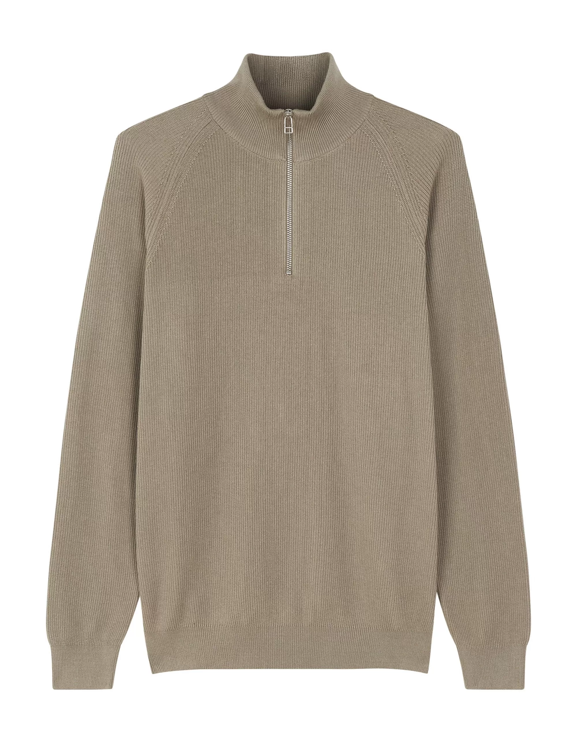 MADS NØRGAARD Tight Cotton Rune Half Zip Knit Silver Sage Hot