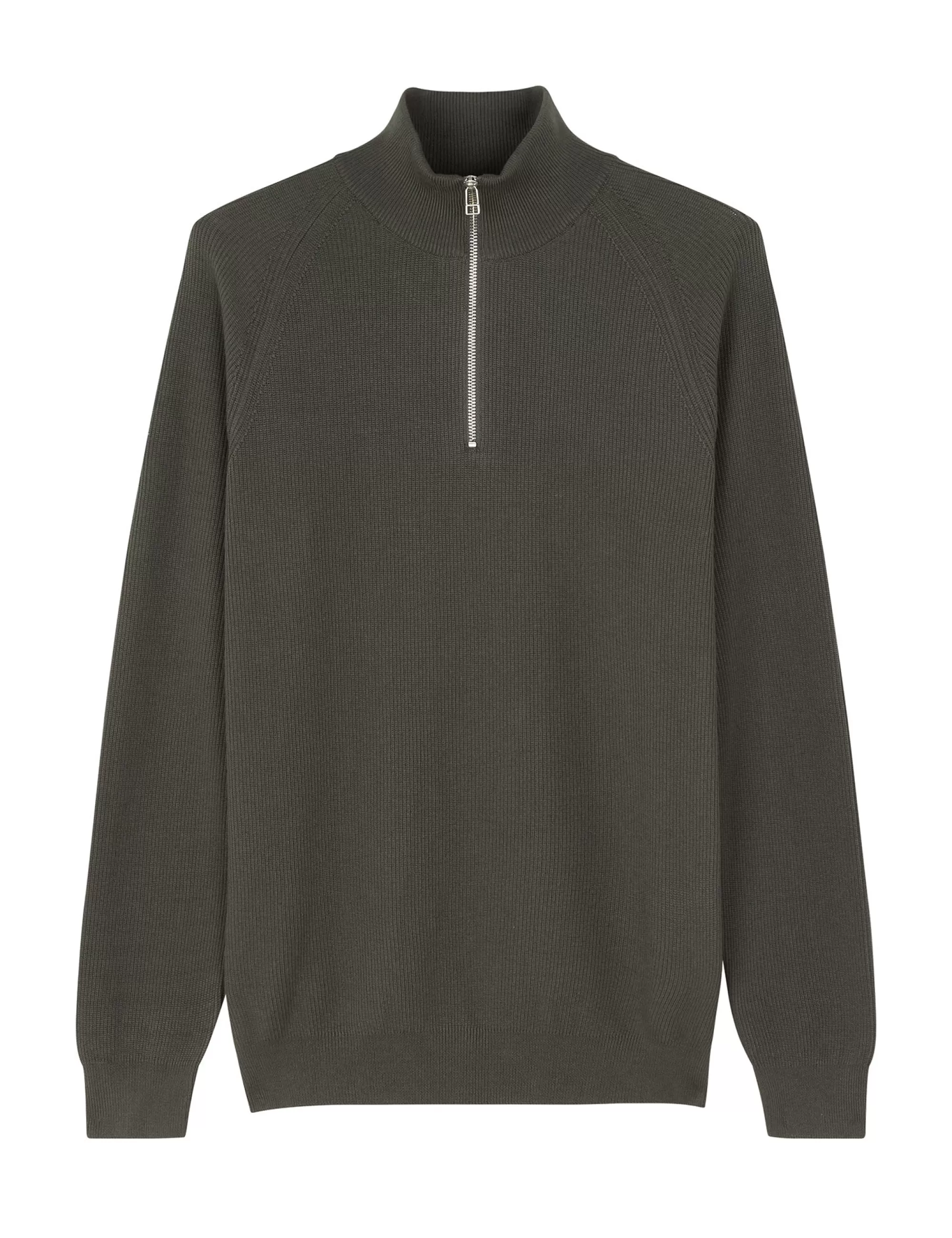 MADS NØRGAARD Tight Cotton Rune Half Zip Knit Beluga New