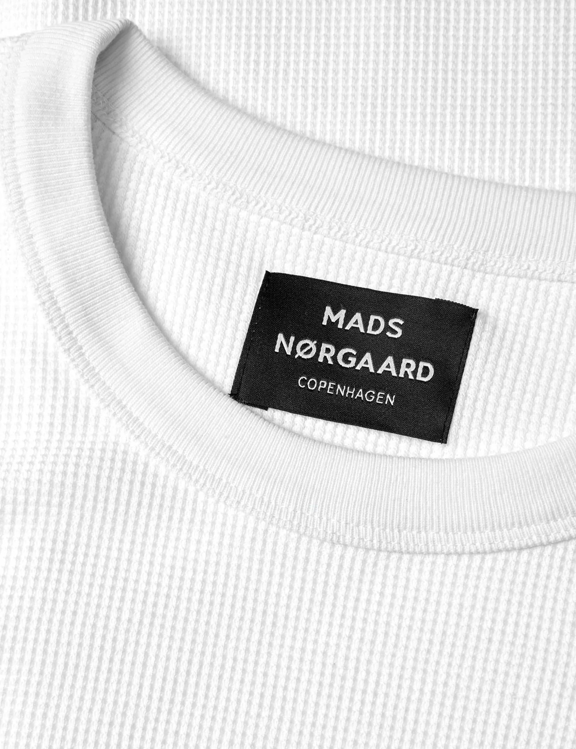 MADS NØRGAARD Waffle Laust Tee LS White Clearance