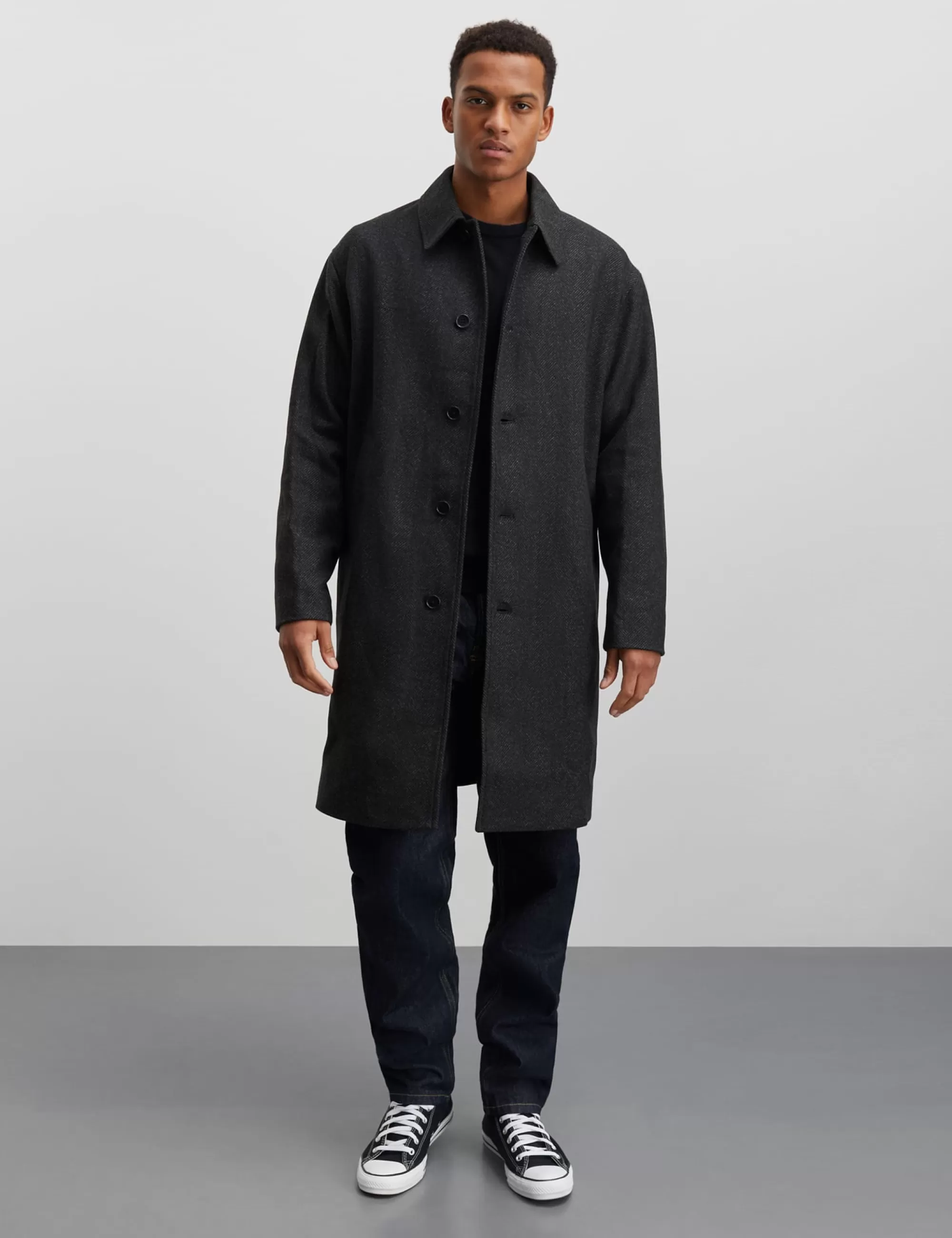 MADS NØRGAARD Wool Herringbone Curtis Coat Charcoal Gray Sale