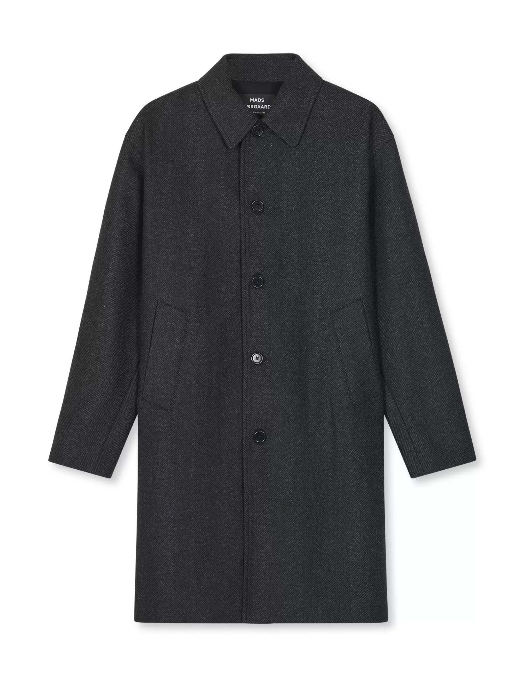 MADS NØRGAARD Wool Herringbone Curtis Coat Charcoal Gray Sale