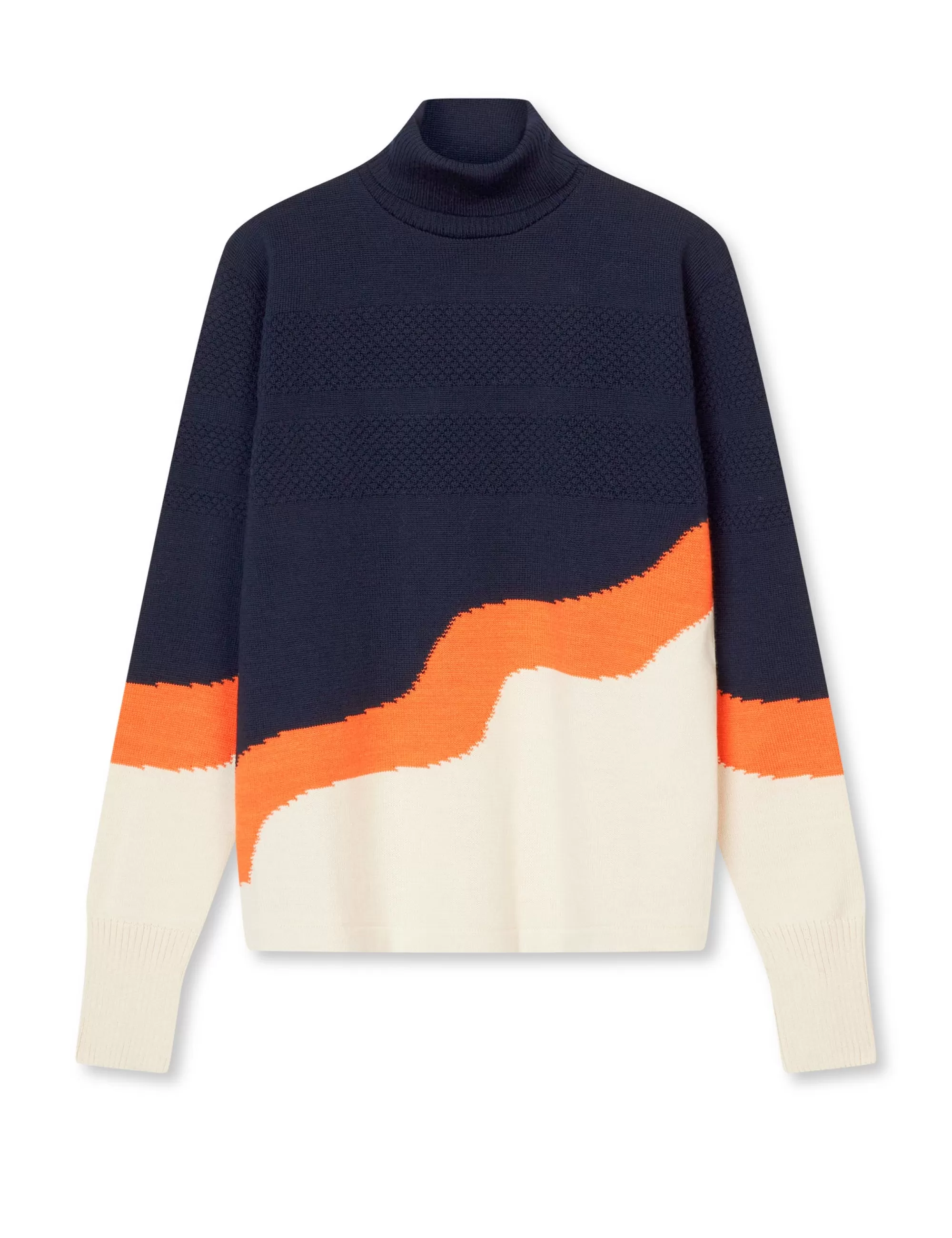 MADS NØRGAARD Wool Klemens 3 Colour Knit Deep Well/Orange Clown Fish/Va Best Sale