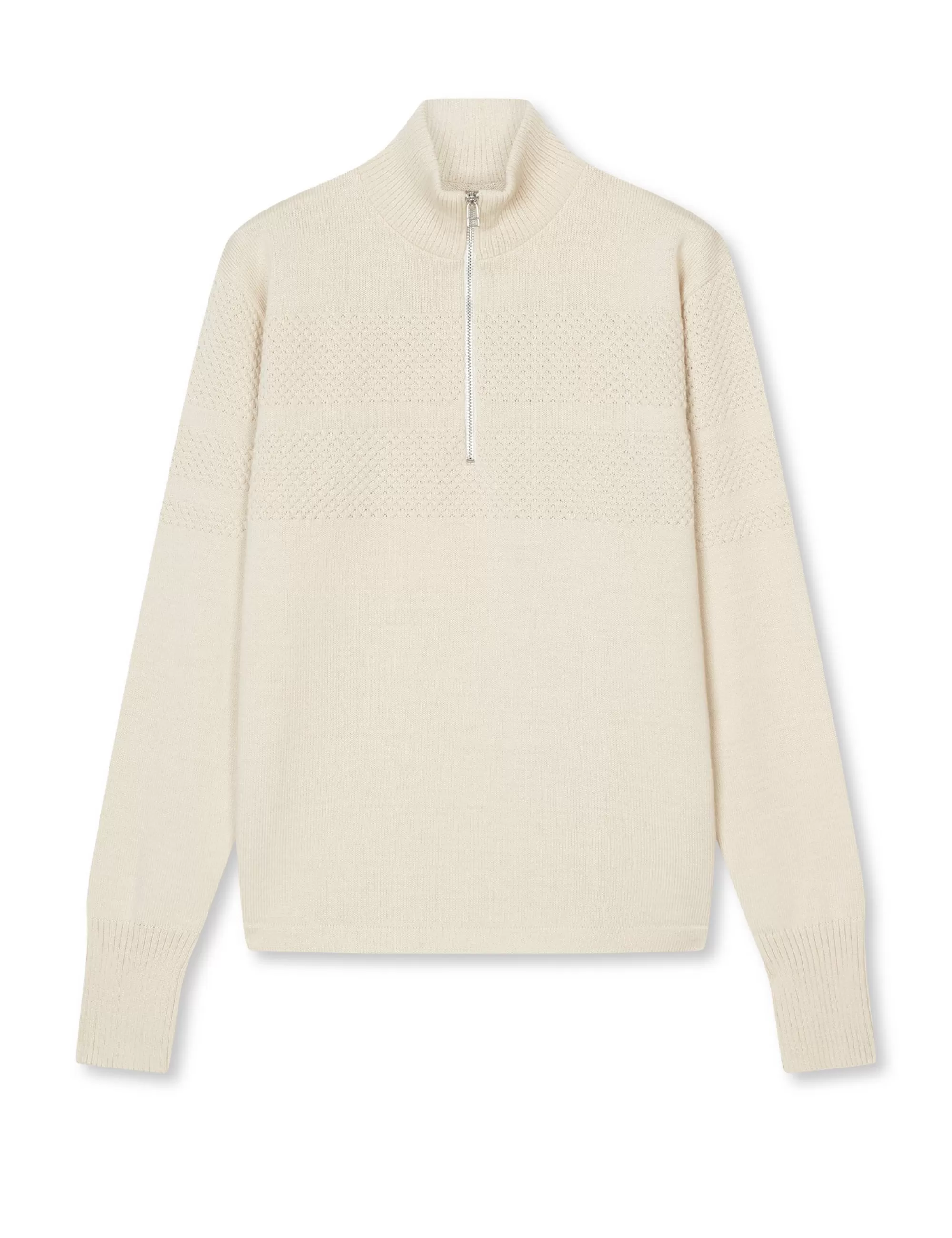 MADS NØRGAARD Wool Klemens Half Zip Knit Vanilla Ice Fashion