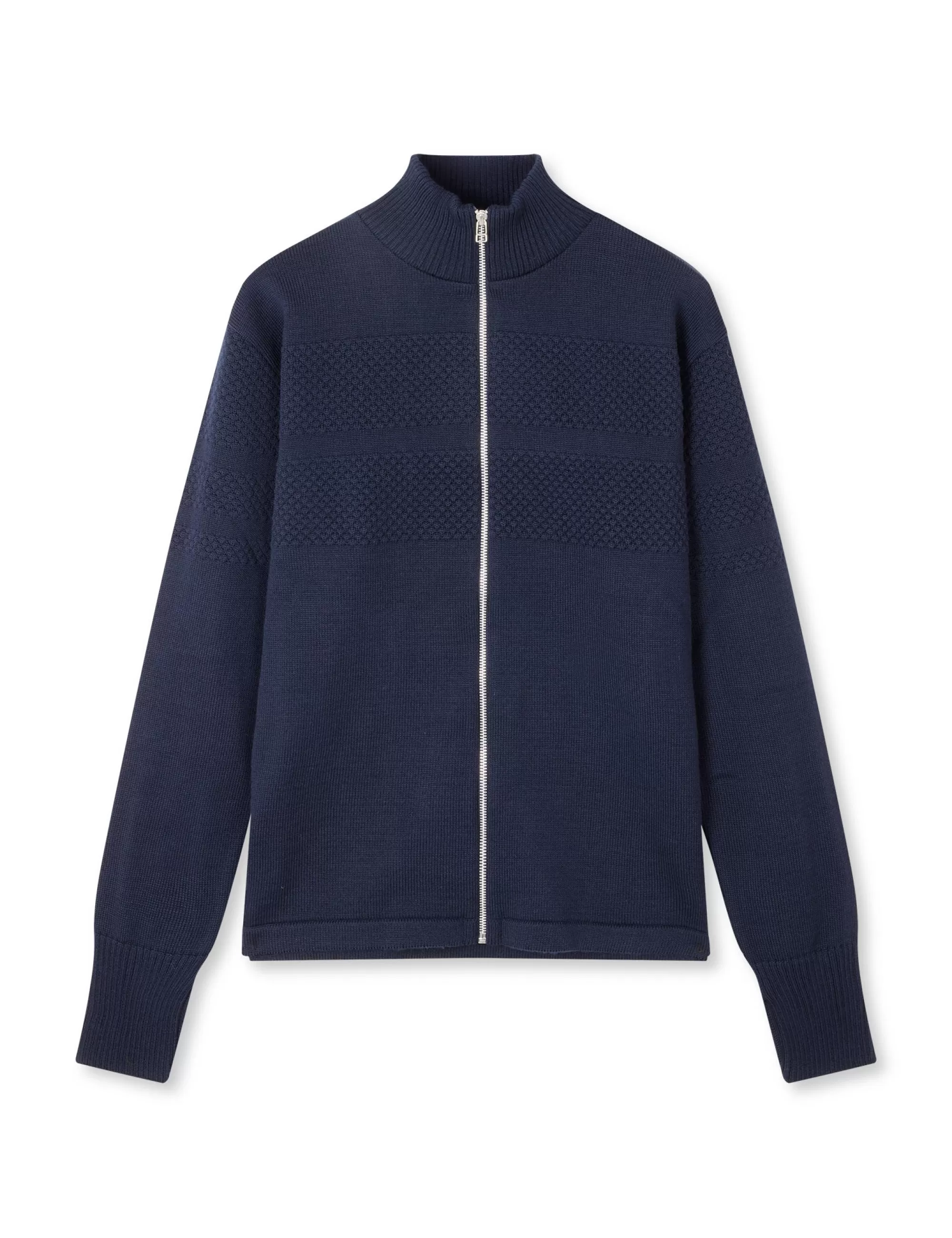 MADS NØRGAARD Wool Klemens Zip Knit Sky Captain Best Sale