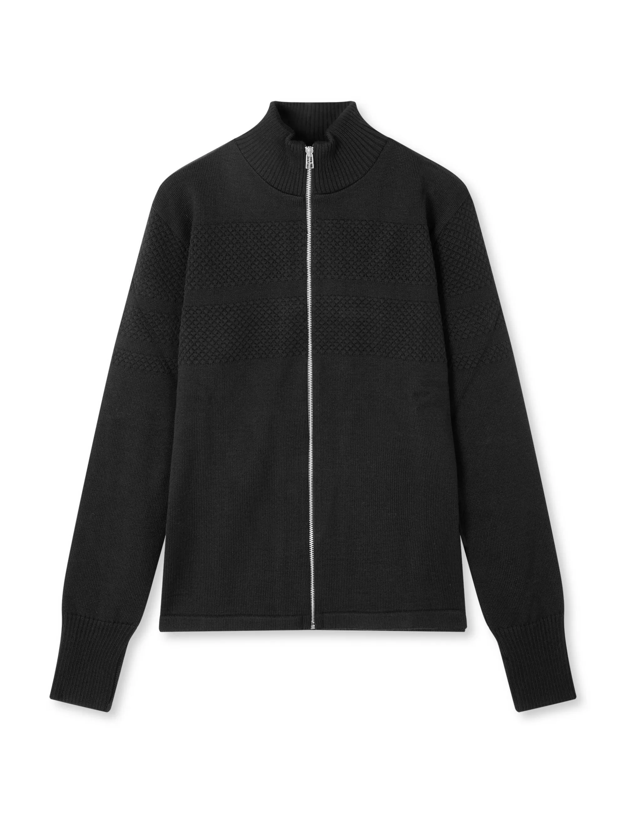 MADS NØRGAARD Wool Klemens Zip Knit Black Best