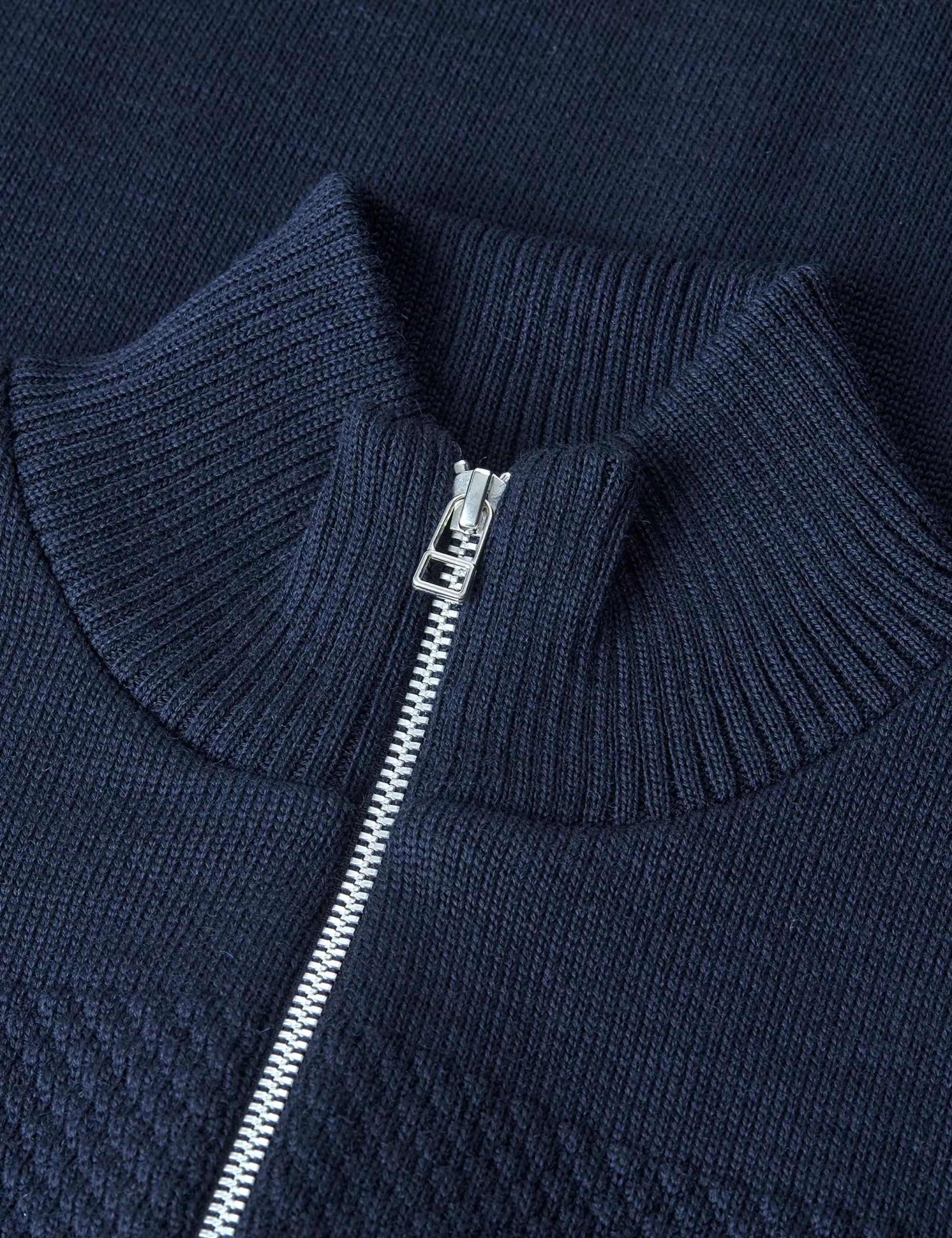 MADS NØRGAARD Wool Klemens Zip Knit Sky Captain Best Sale