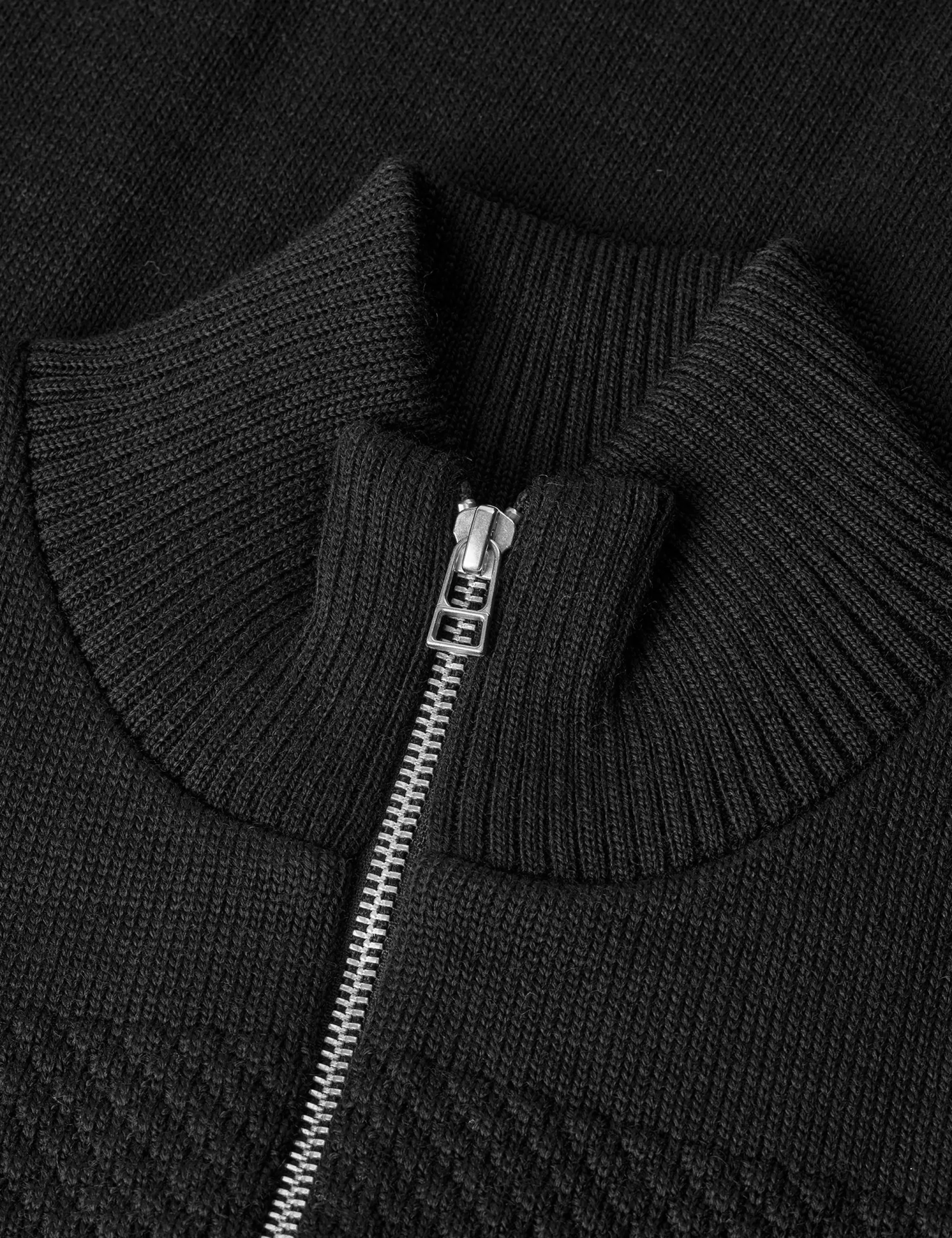 MADS NØRGAARD Wool Klemens Zip Knit Black Best