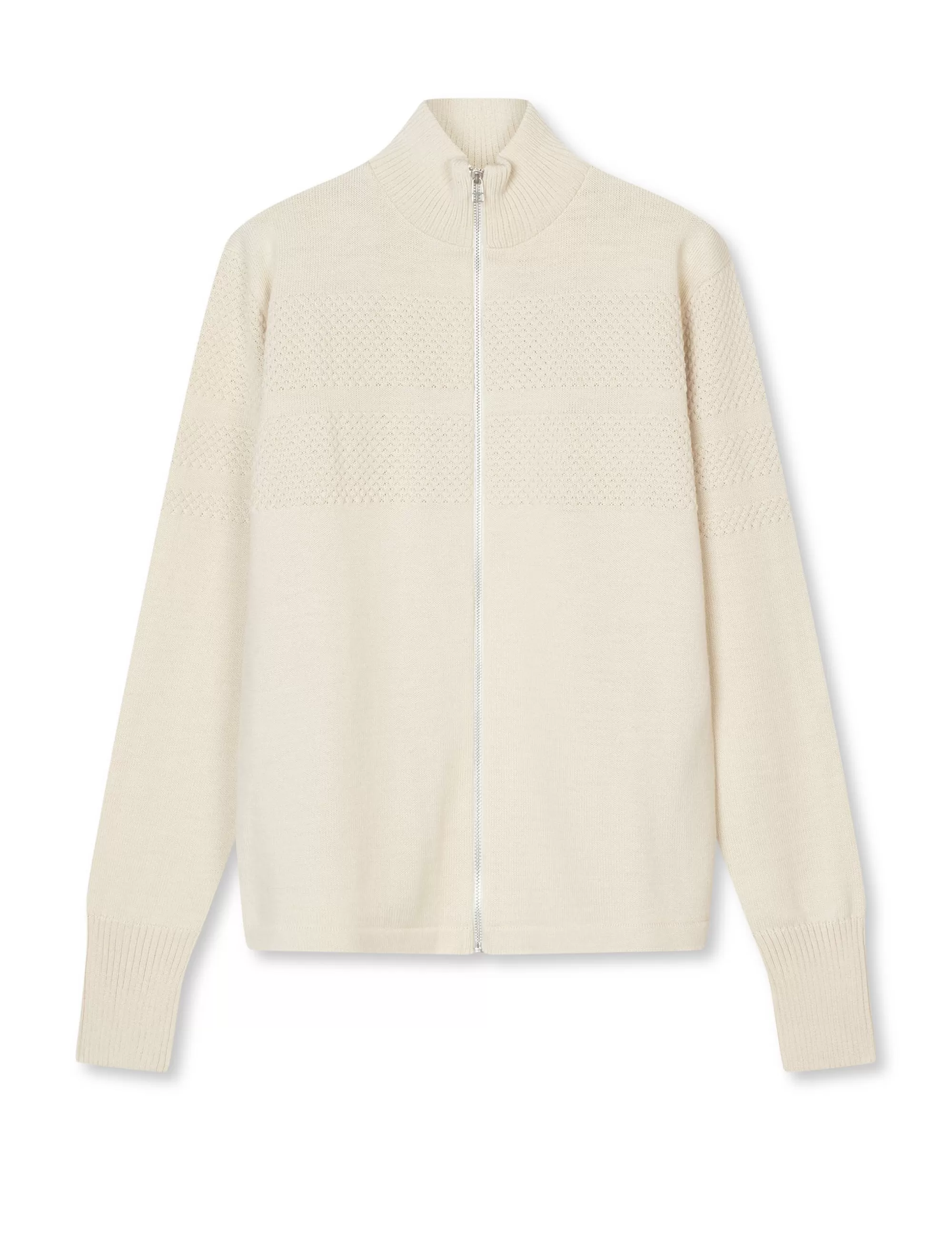 MADS NØRGAARD Wool Klemens Zip Knit Vanilla Ice Online