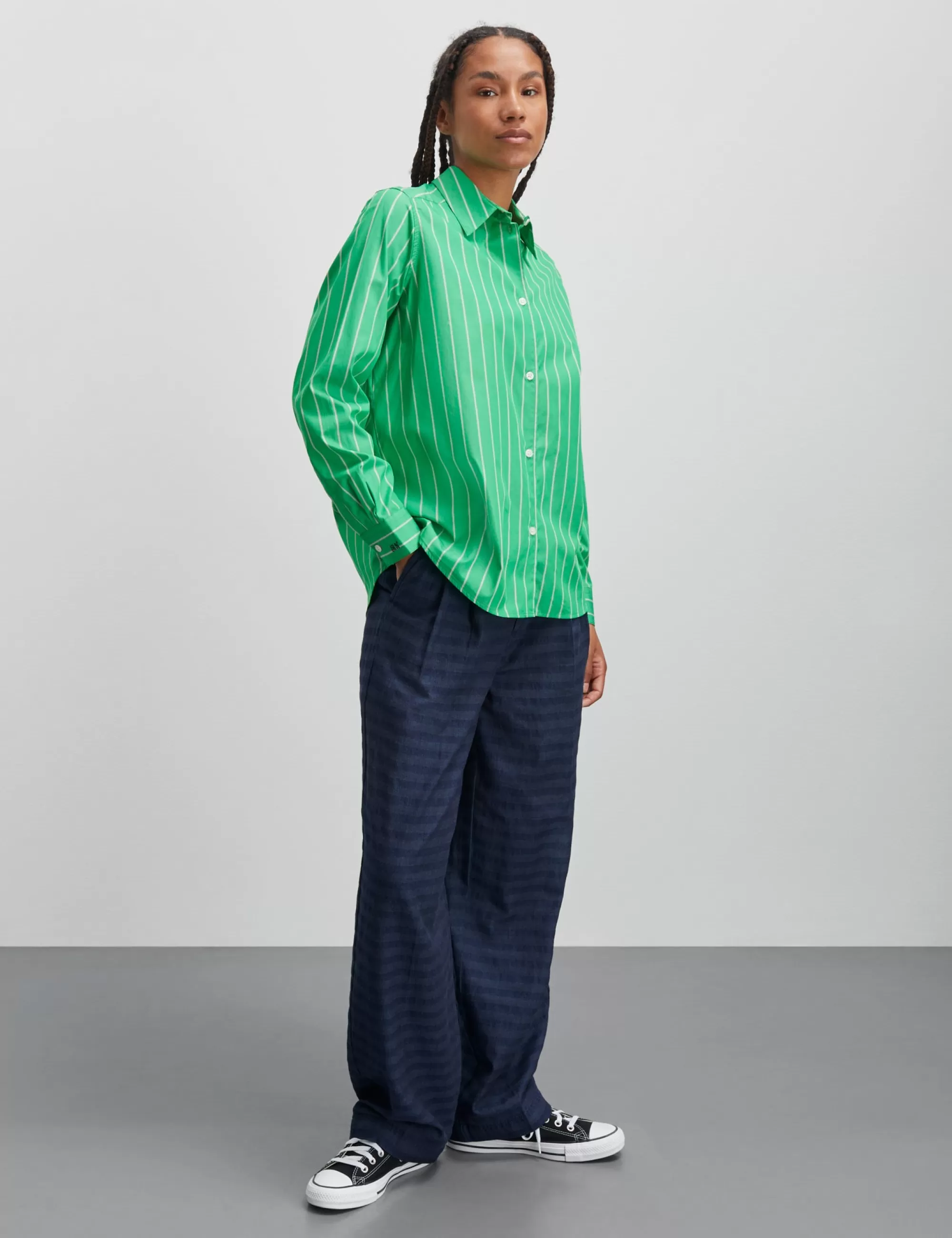 MADS NØRGAARD Yarpo Crane Shirt YD Stripe/Bright Green Best